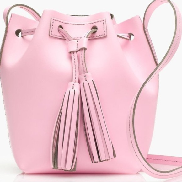 Pretty in pink J. Crew pink bucket bag. Leather with drawstring very clean. Pink - Picture 1 of 8